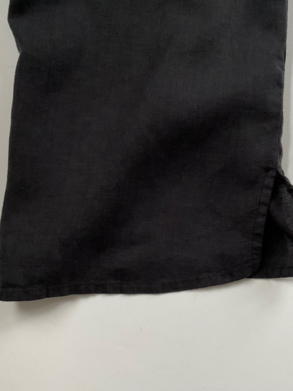 FLAX 100% Linen Wide Leg Pants Sz M Black Lagenlook Boho Pull On Closet Staple - Picture 7 of 10